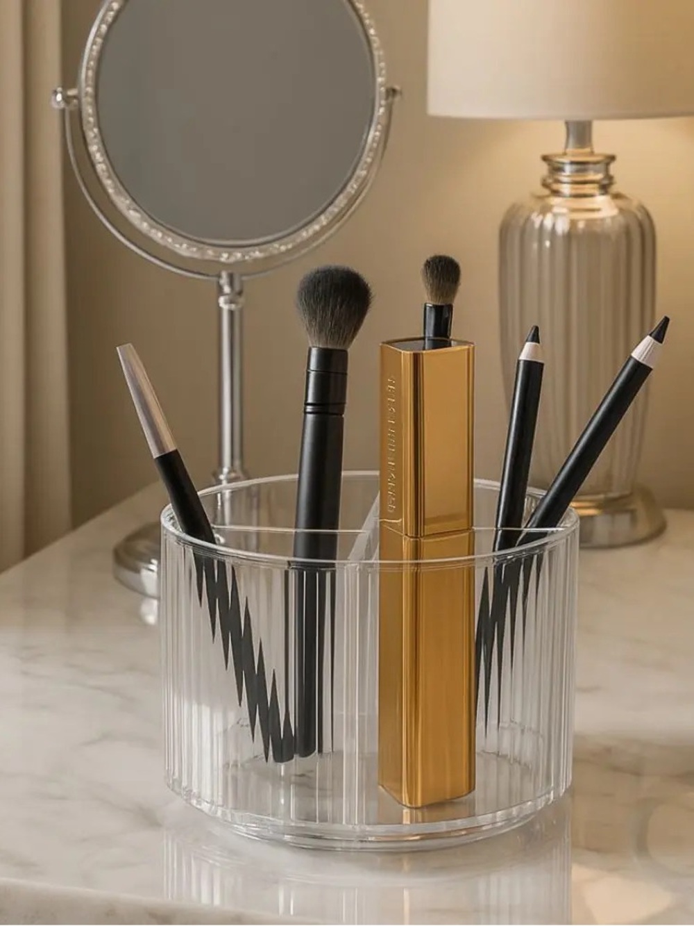 Clear 360 Rotating Makeup Organizer Vanity Storage Holder